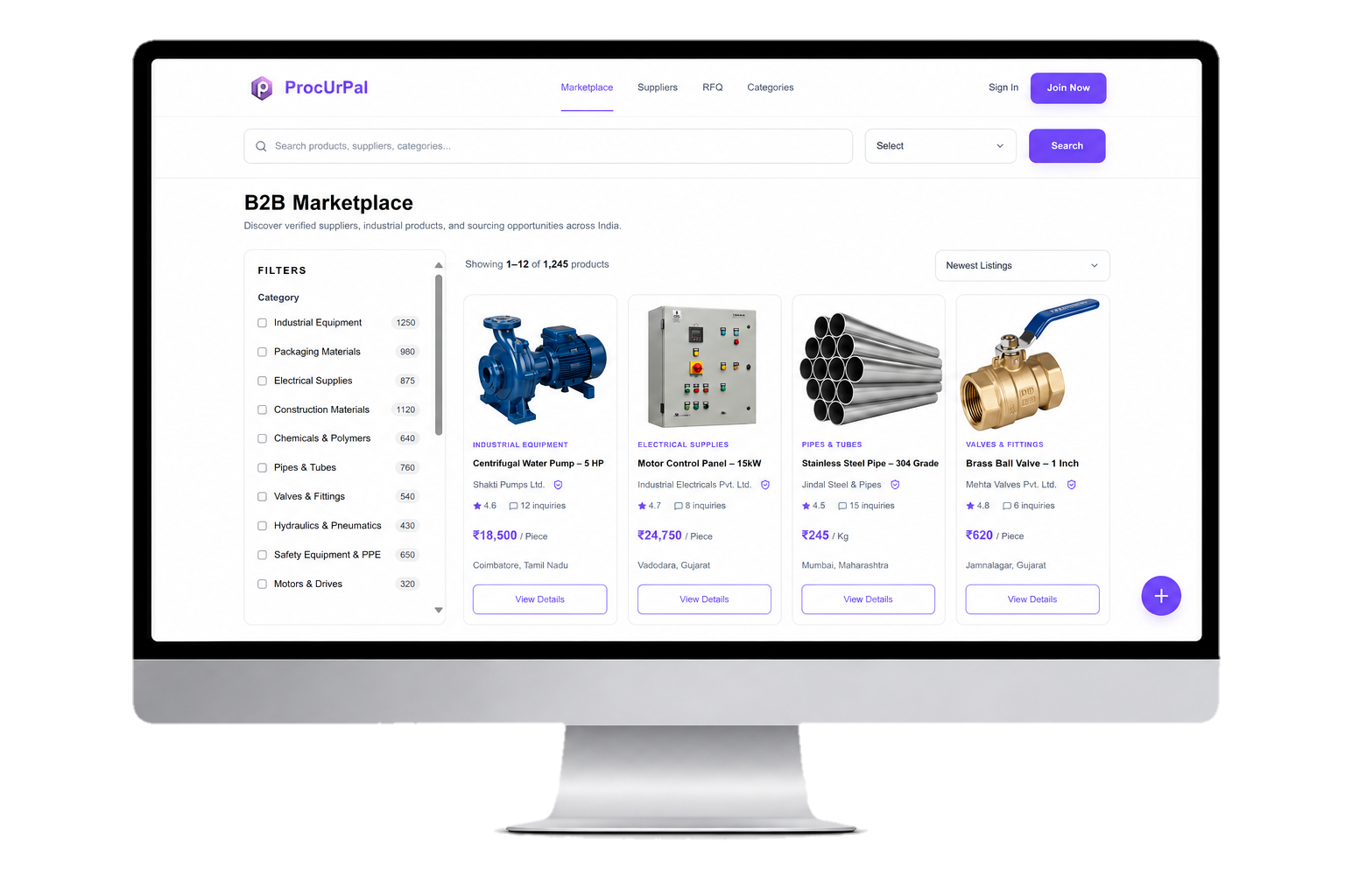 Hero illustration showcasing procurement marketplace